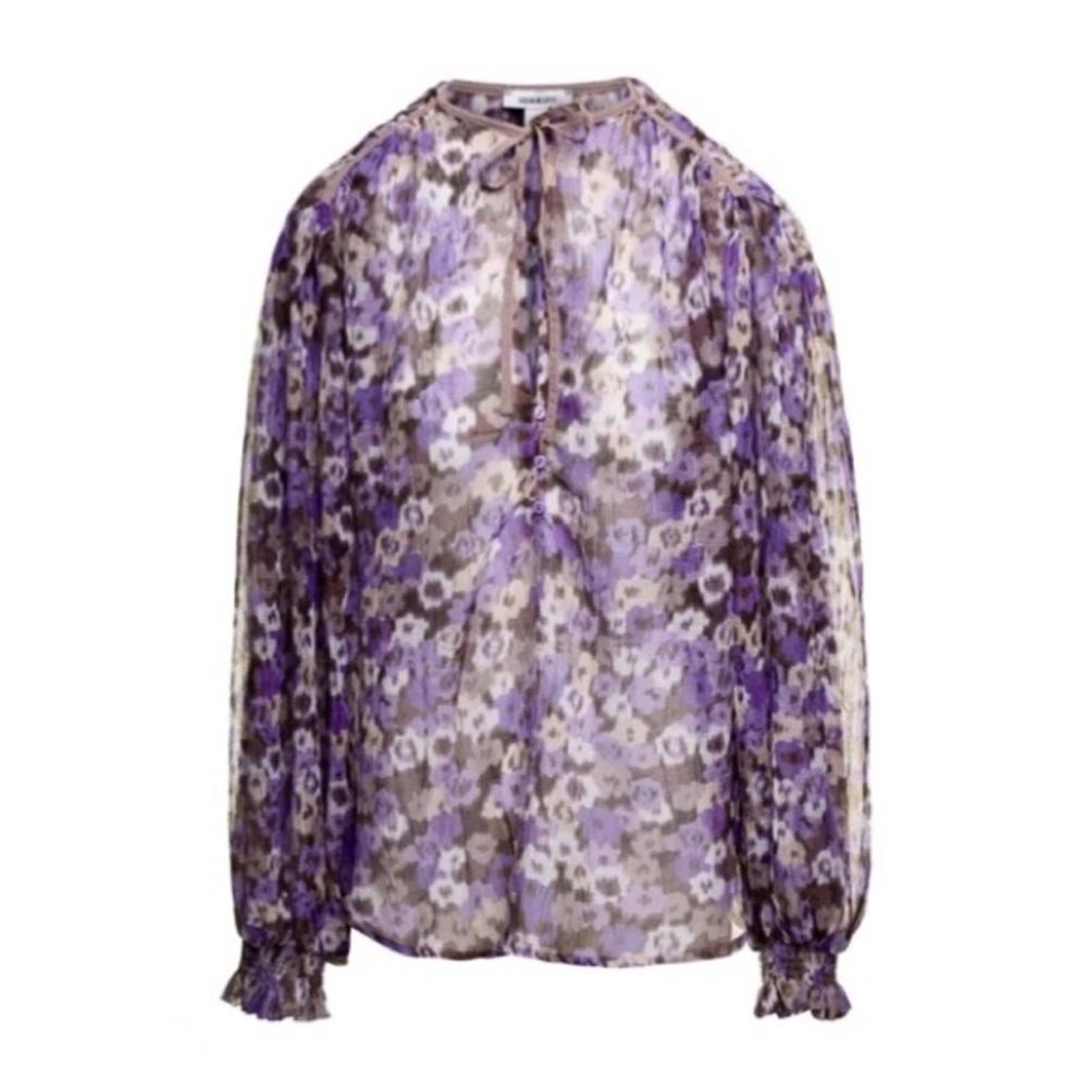 Sabina Musayev Atara Lilac Print Floral Feminine Blouse NWT